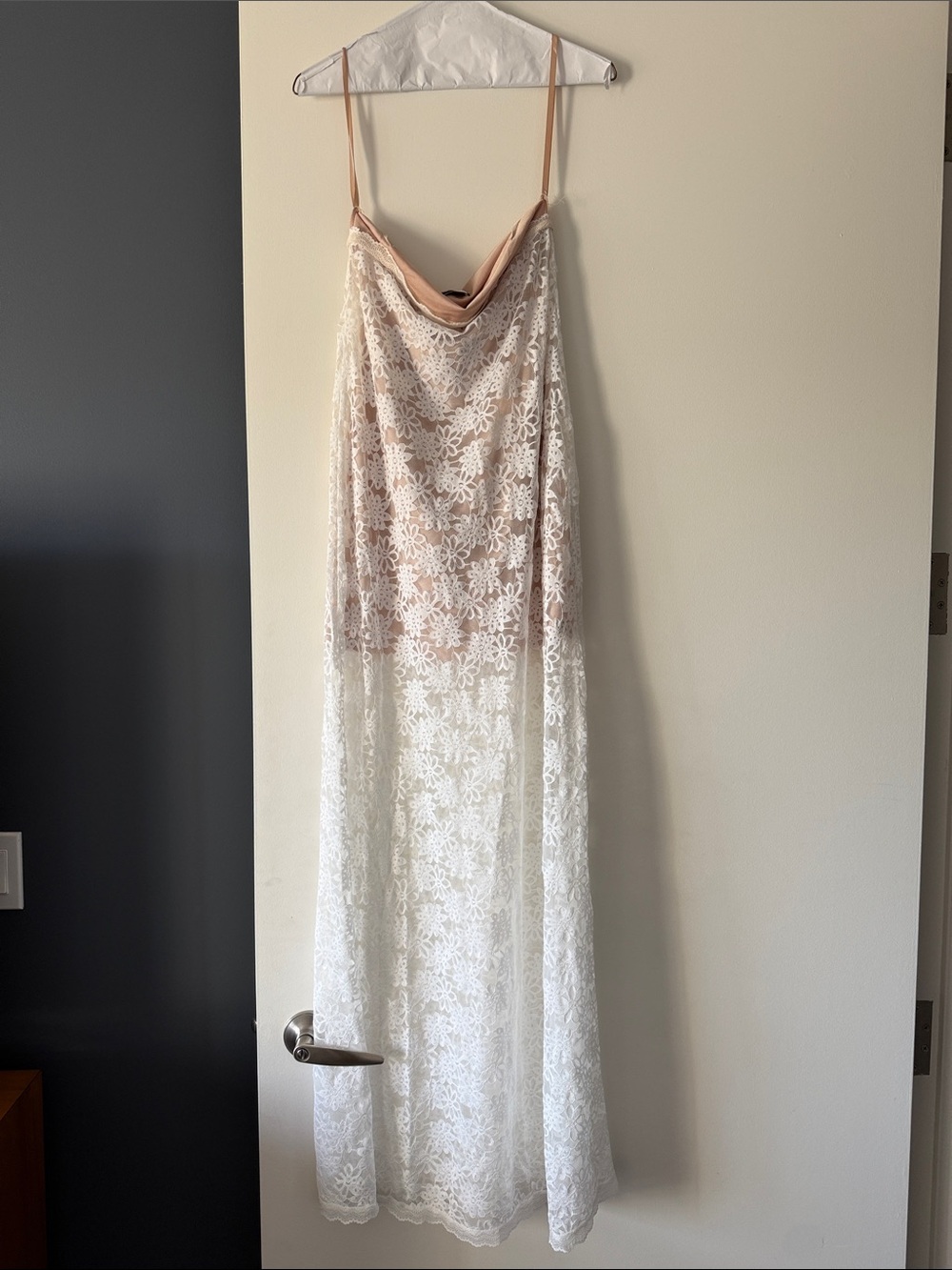Runway the Label strapless white lace maxi dress